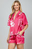 Floral button-down shirt and elastic waist shorts set