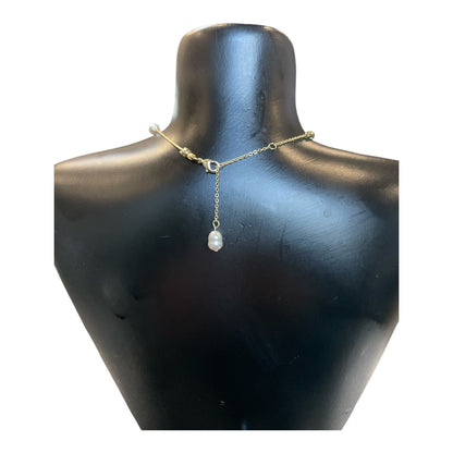 Gold Dipped Fresh Water Pearl Station Beaded Chain Necklace