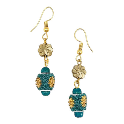 Sachi Ocean Sky Single Bead and Gold Earrings