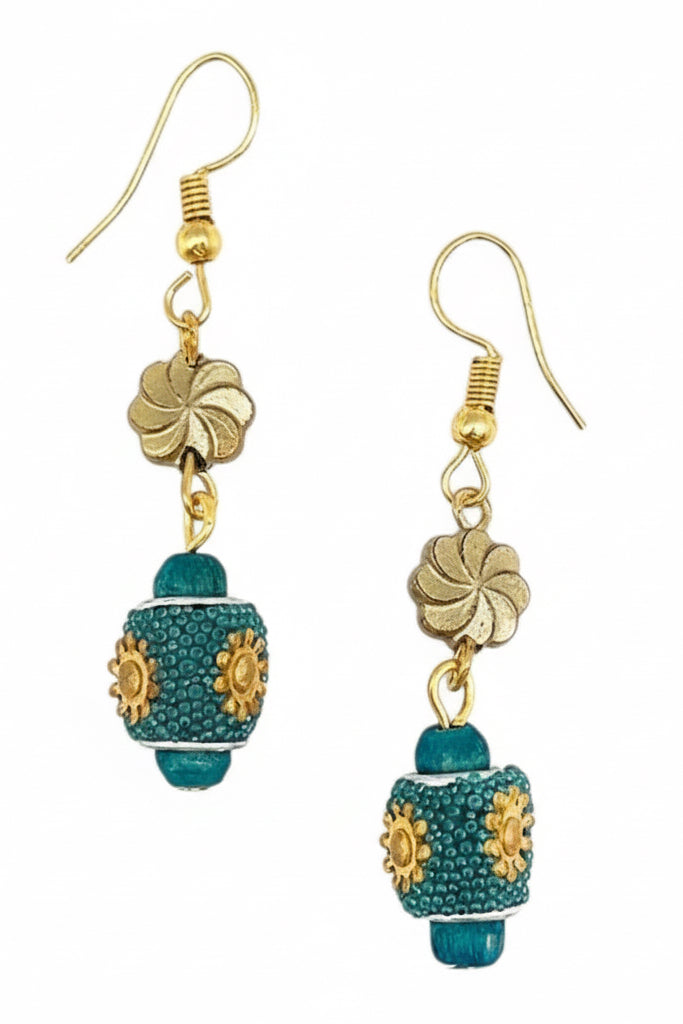 Sachi Ocean Sky Single Bead and Gold Earrings