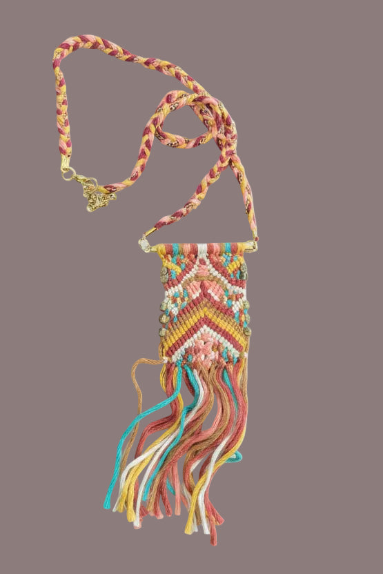 Handmade Multi Colored Woven Necklace