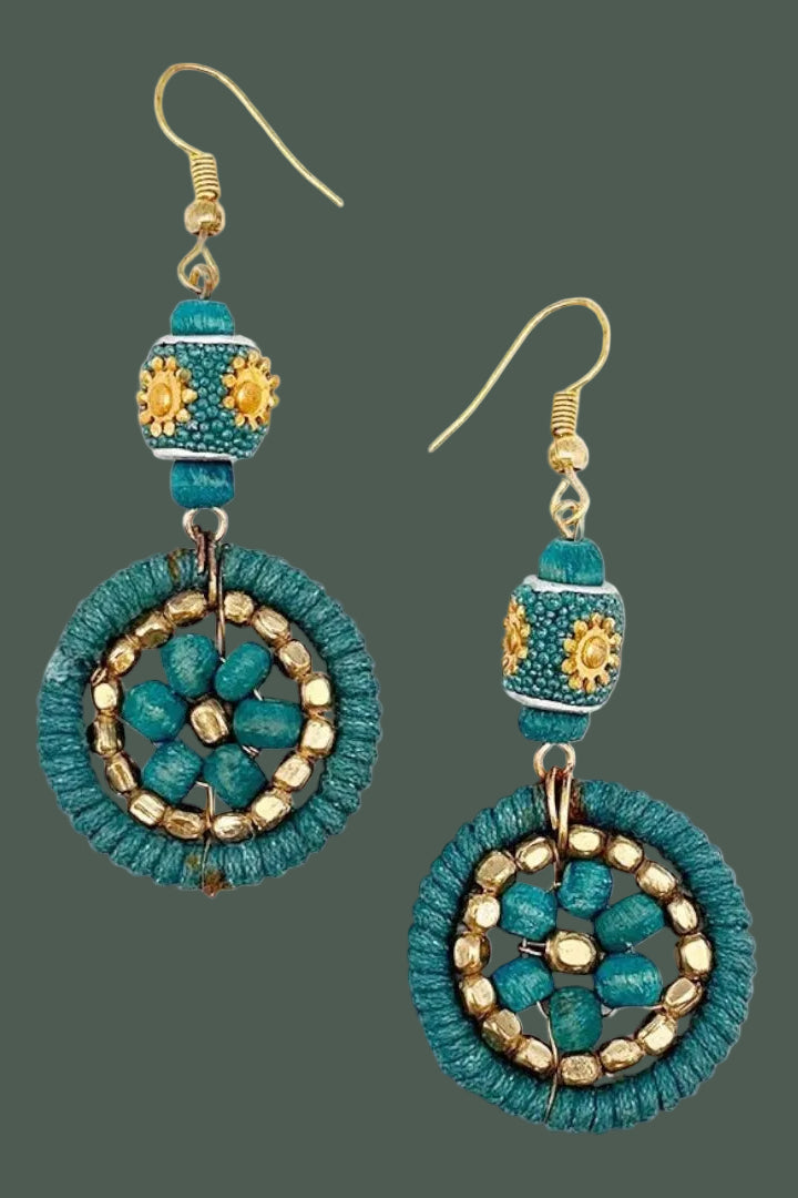 Sachi Beads and Discs Ocean Sky Earrings