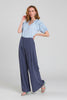 Wide leg linen-cotton pants with pin tucks