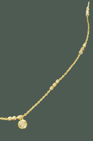 Gold Mini Pave Coin Pendant Chain Necklace