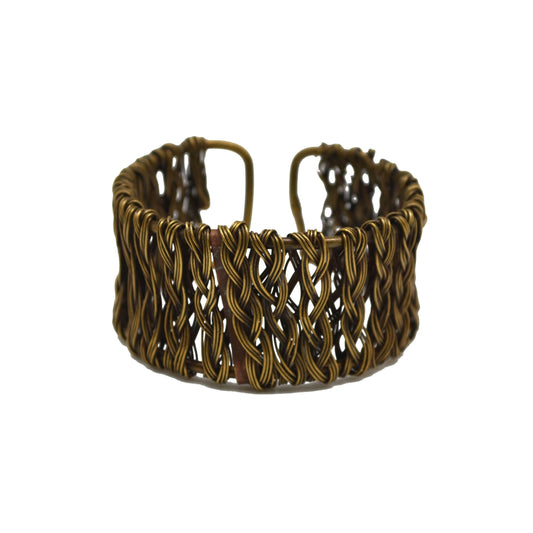 Handcrafted Brass Basket weave cuff bracelet