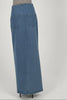 Classic button-front long denim skirt