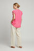Chiffon button-down top with shirring detail