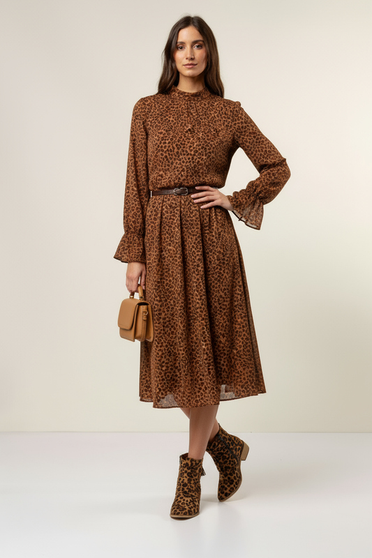 Chloe Leopard Faux Suede Print Cutout Ankle Booties