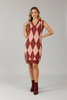 Argyle elegance dress in crimson