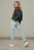 Light blue distressed cuff denim pants