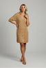 V-neck knitted mini dress with short sleeves