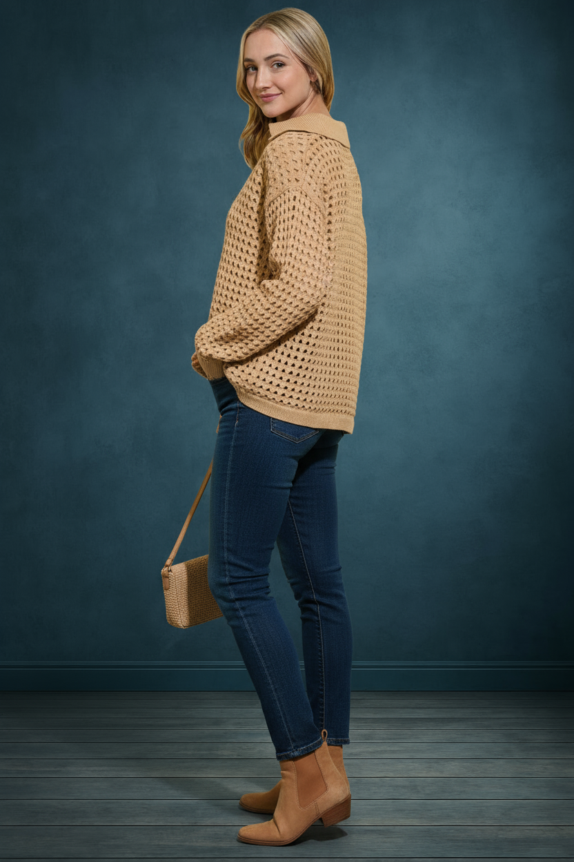 Dune Drift Loose Fit Knit Pullover Sweater