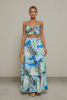 Tropical foliage crop top and ruffle skirt set