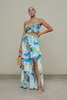Tropical foliage crop top ruffle skirt set by Mandalay and Company