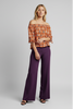 Grid and Glow off-shoulder geometric print top