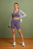 Sports crop top and biker short set styled
