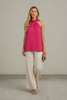 Sleeveless ruffle halter neck tunic top