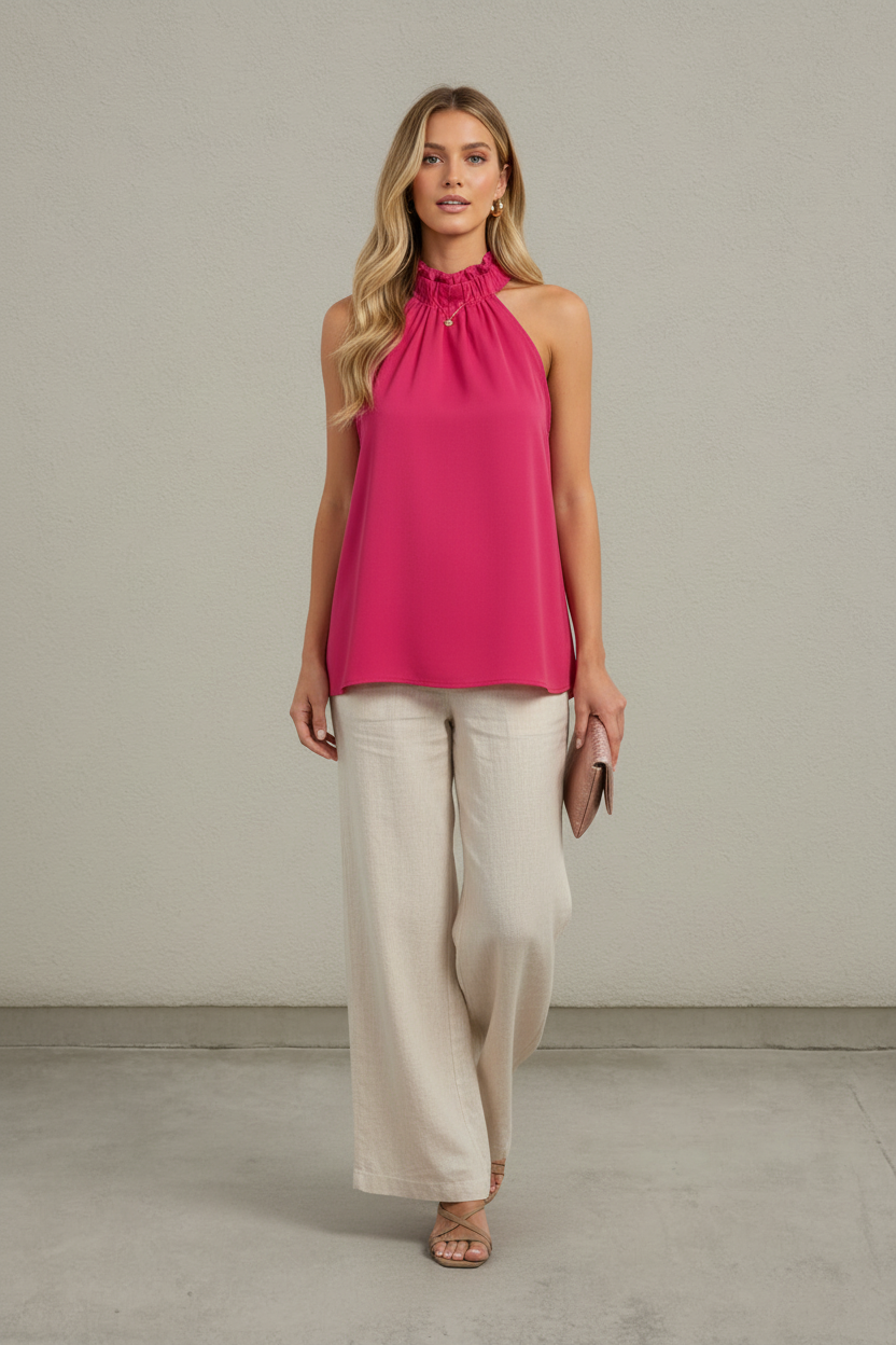 RUFFLE RADIANCE HALTER TOP