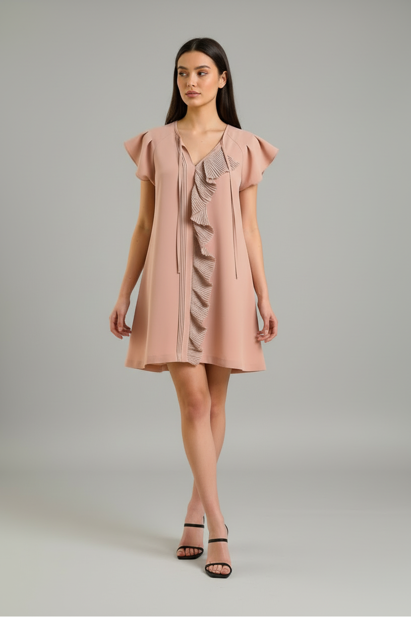 Dewdrop Ruffle Trim Bodice Mini Dress
