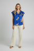 Split-neck cheetah print top