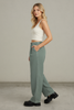 Mid-rise pleated wide leg trousers