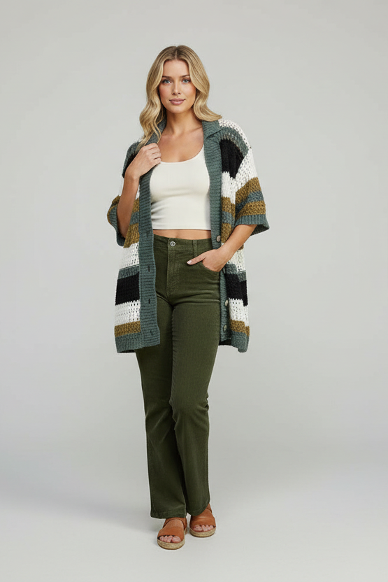 Terra Oversized Stripe Knit Cardigan