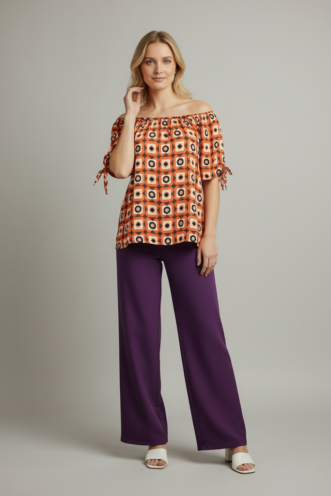 Geometric print off-the-shoulder top