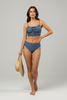 Blue-gray ruched padded bikini swimsuit set