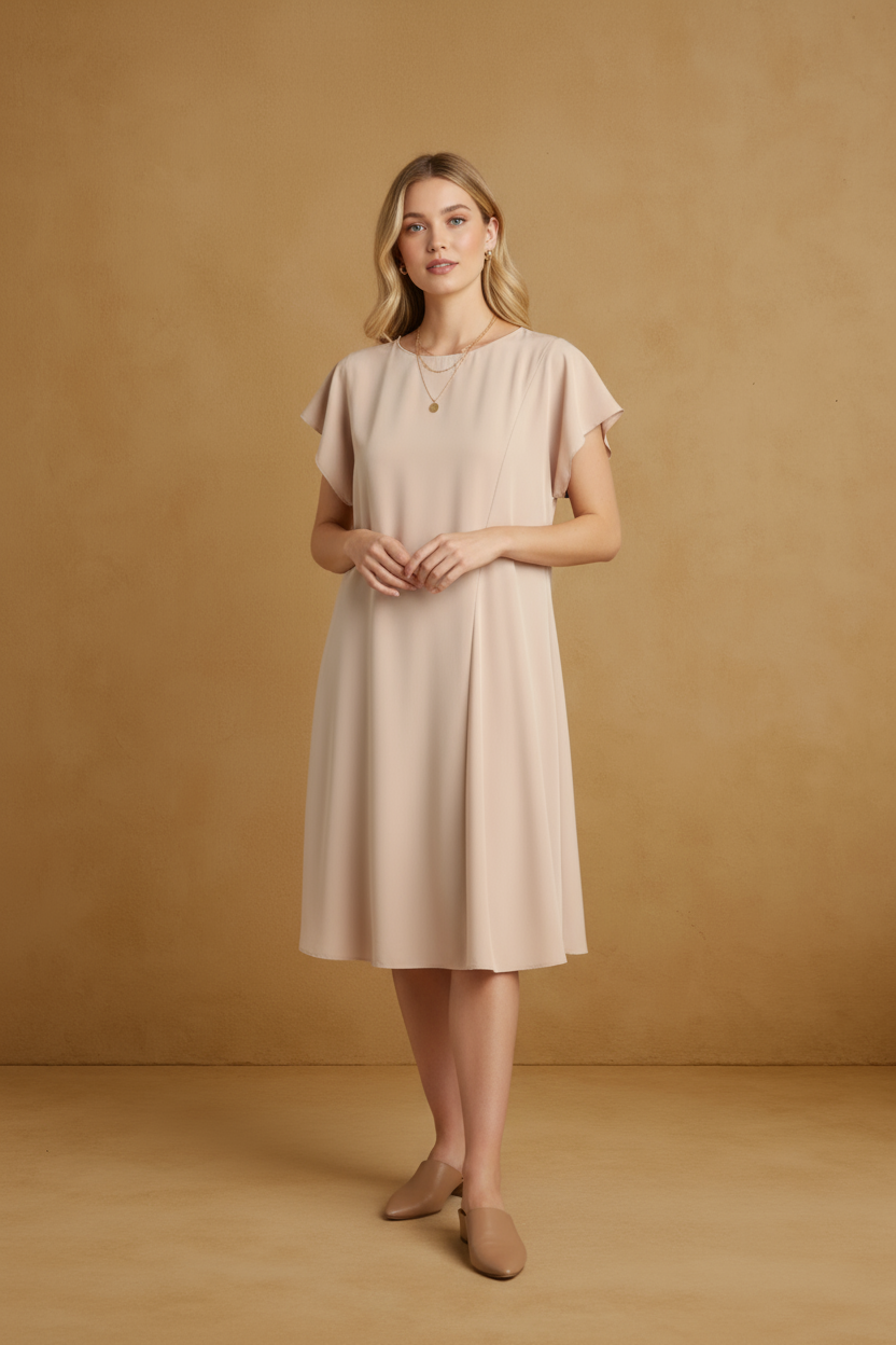 Sandstone Swing Pleated Dress