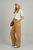 Caramel cargo pants with multiple pockets