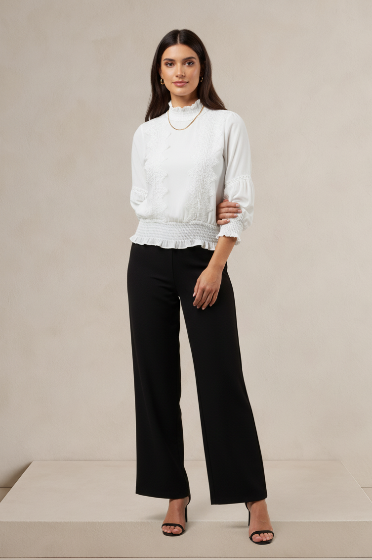 Lace detailed turtle neck top by Mandalay and Company