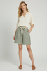 Olive woven twill tape Bermuda shorts