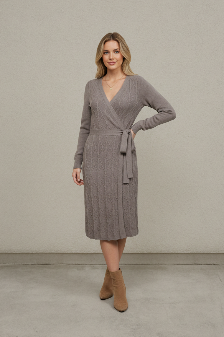 The Celine Knit Wrap Dress
