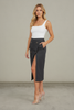 Cinderlane side slit zipper midi skirt