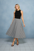 Black and white gingham checked midi skirt