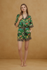 Celestial print green pajama set with star trim