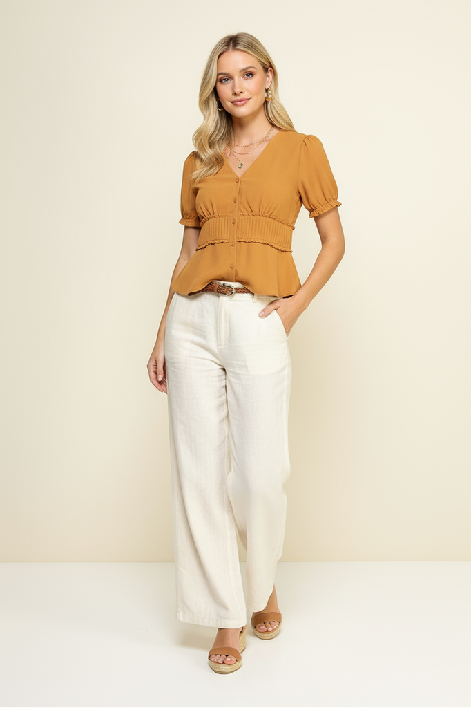 Cinch and Flow pintuck button-down blouse