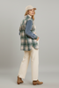 Plaid button-down shacket front view