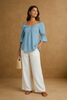 Cotton cloud off-shoulder top, fashion editorial view