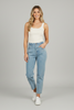 High-waist light blue cropped jeans