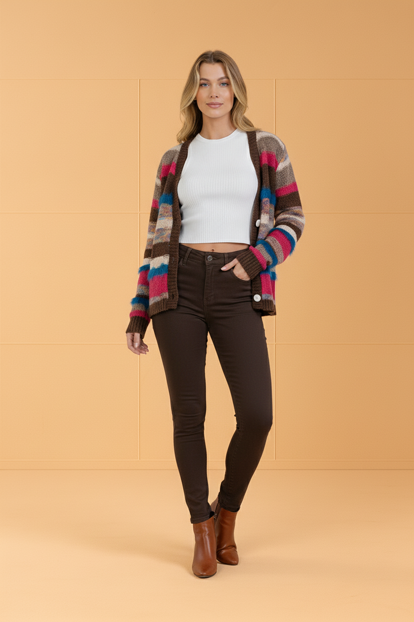 Paintbox Roux Stripes Sweater Cardigan