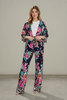 Kimono and pants set with floral leopard print