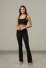 Flare legging set with square neck sports bra, side view