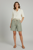 Light olive woven twill tape Bermuda shorts