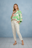 Dolman sleeve floral print shirt