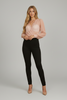 Sheer bodysuit with deep V-neckline, side view