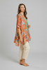Tropical floral kimono with ruffle sleeves back view