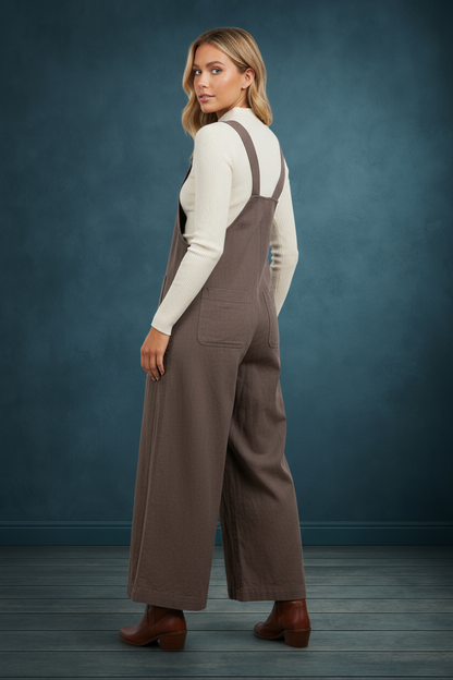 Pintuck Detail Overall with Side Pockets