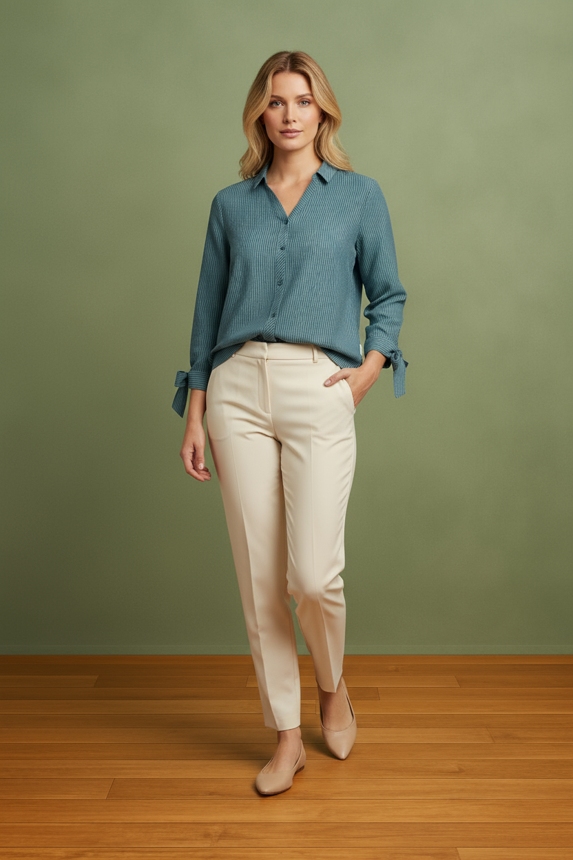 The Bow & Button Stripe Shirt