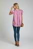 Cheetah print split-neck boxy top, relaxed fit